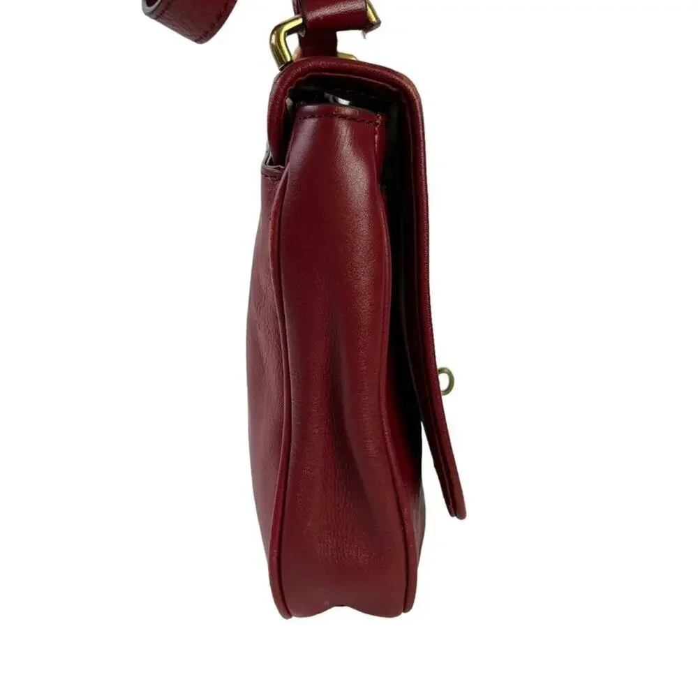 Fossil Womens Red Calf Hair Fur Crossbody Genuine Leather Purse Shoulder Bag